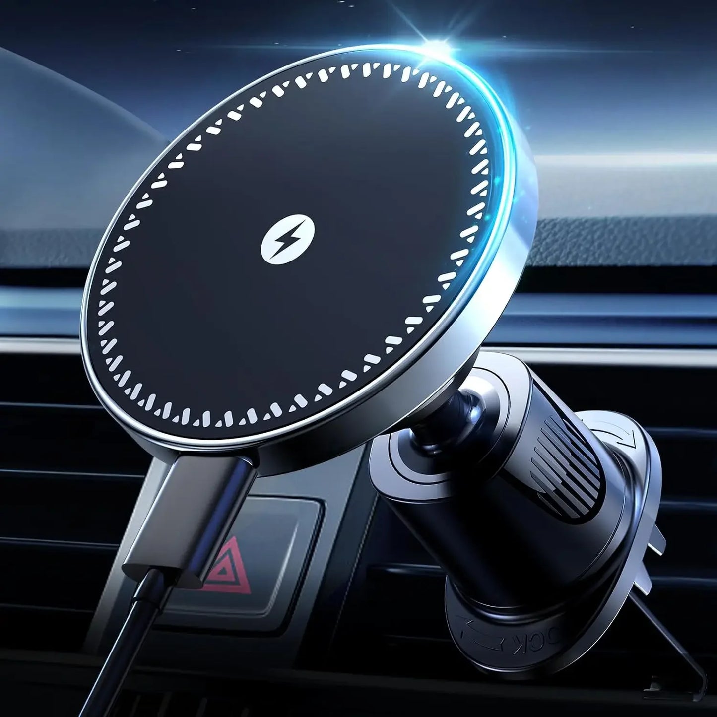 Magnetic Air Vent Wireless Car Charger Holder with Type-C Cable