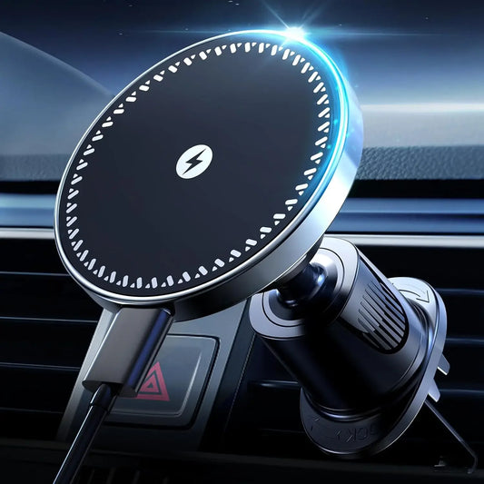 Magnetic Air Vent Wireless Car Charger Holder with Type-C Cable