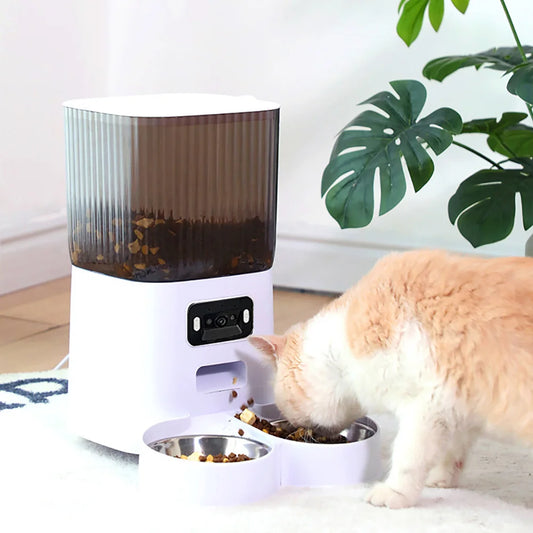 5L Smart Automatic Pet Feeder with Camera and Double Bowls