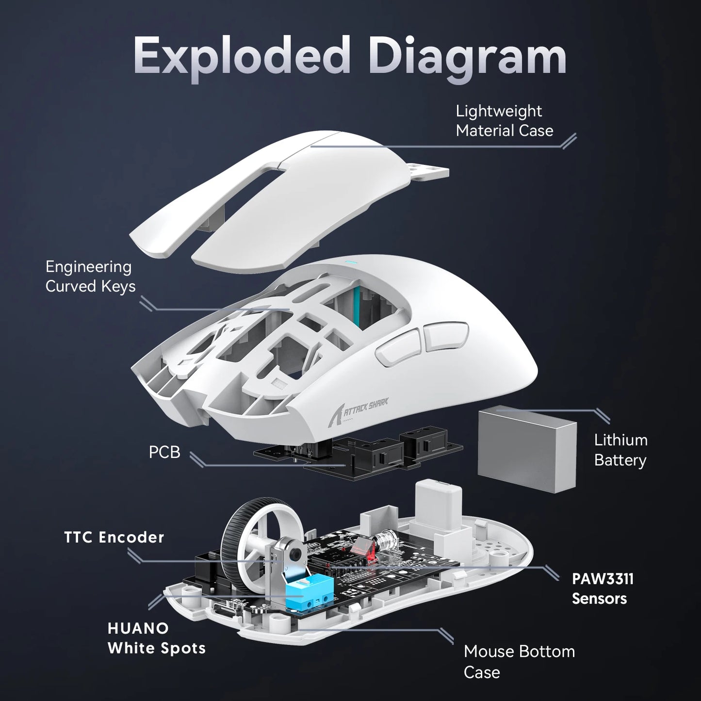 Attack Shark X11 Wireless Gaming Mouse - RGB Magnetic Charging Dock