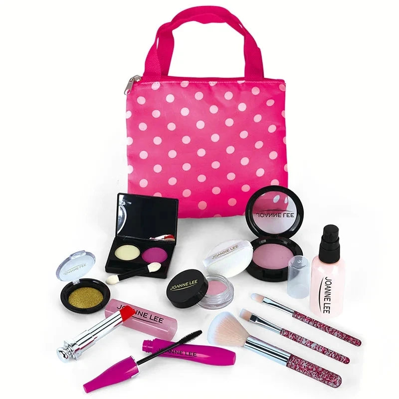 Kids Fake Makeup Kit with Cosmetic Bag - Pretend Play Set