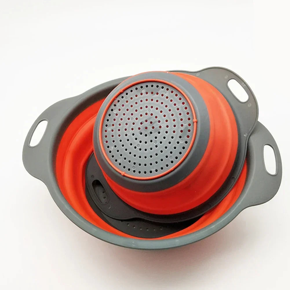 Collapsible Silicone Drain Basket and Vegetable Colander
