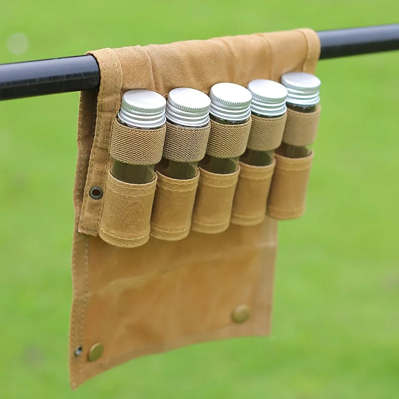 Waterproof Canvas Camping Spice Bottle Storage Bag
