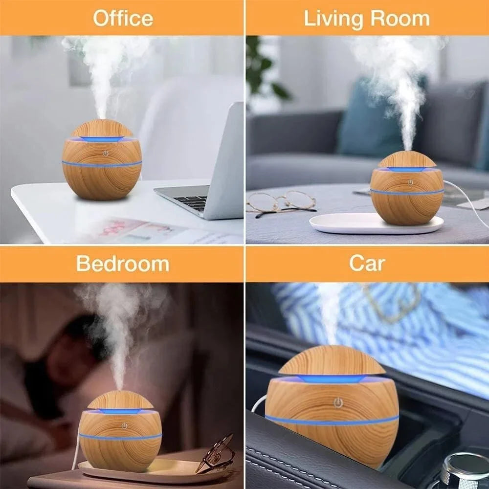 Mini Woodgrain USB Humidifier and Essential Oil Diffuser