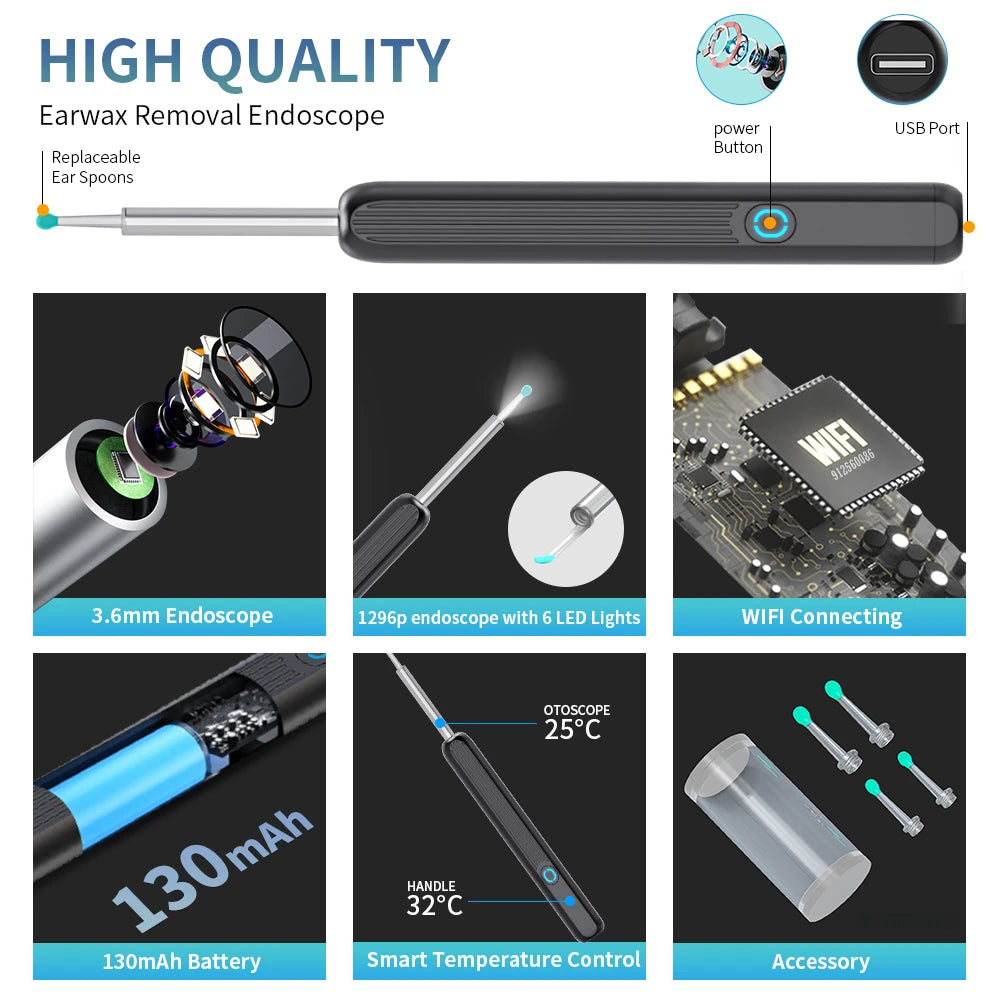 NATFIRE NE3 Wireless Ear Cleaner with Camera and LED
