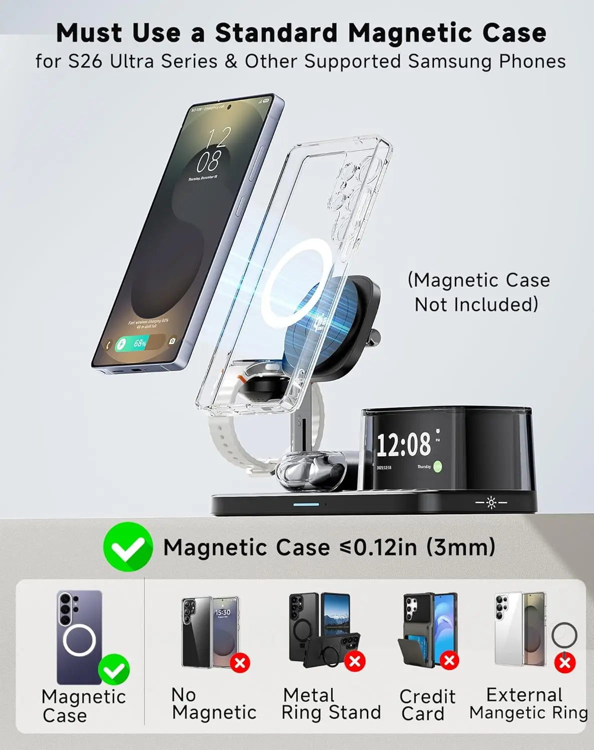 25W Magnetic Wireless Charger Stand - Bluetooth Speaker Dock