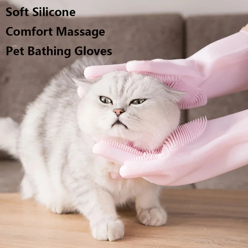 Rubber Pet Grooming Cleaning Glove for Bath Time