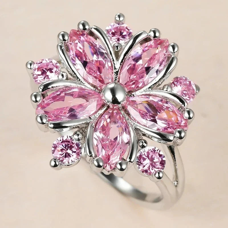 Champagne Square Crystal Statement Ring for Women