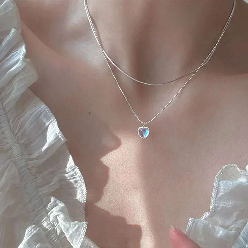 Sparkling Silver Color Clavicle Chain Necklace