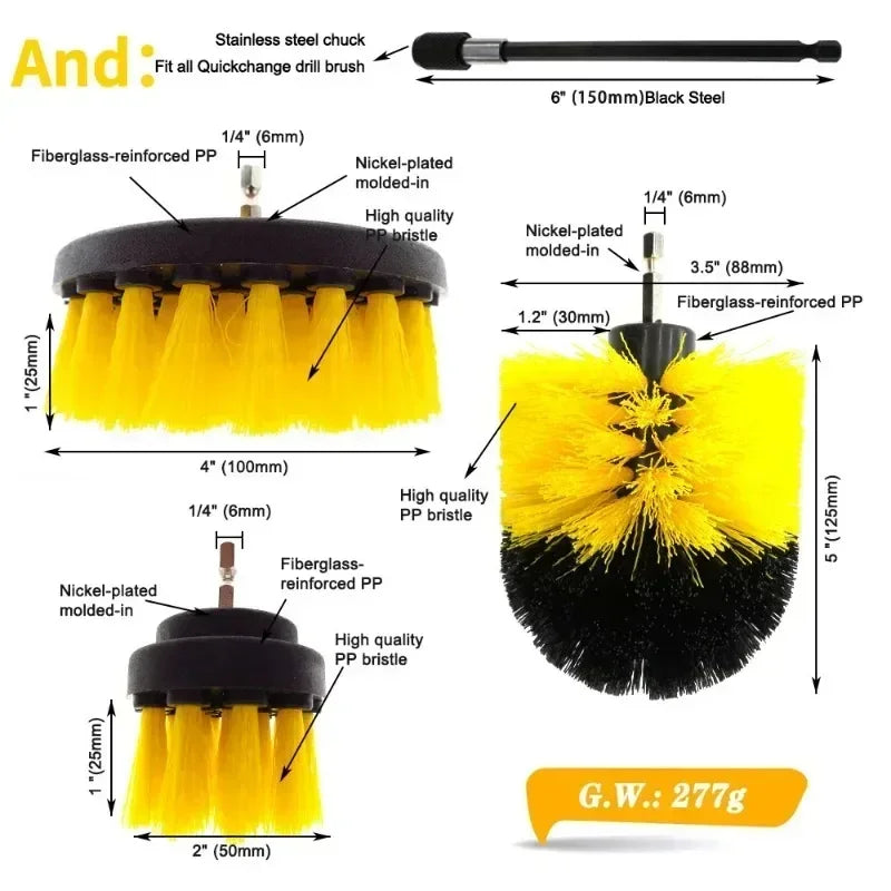 Drill Scrubber Brush Kit for Carpet, Glass, Car and Tires