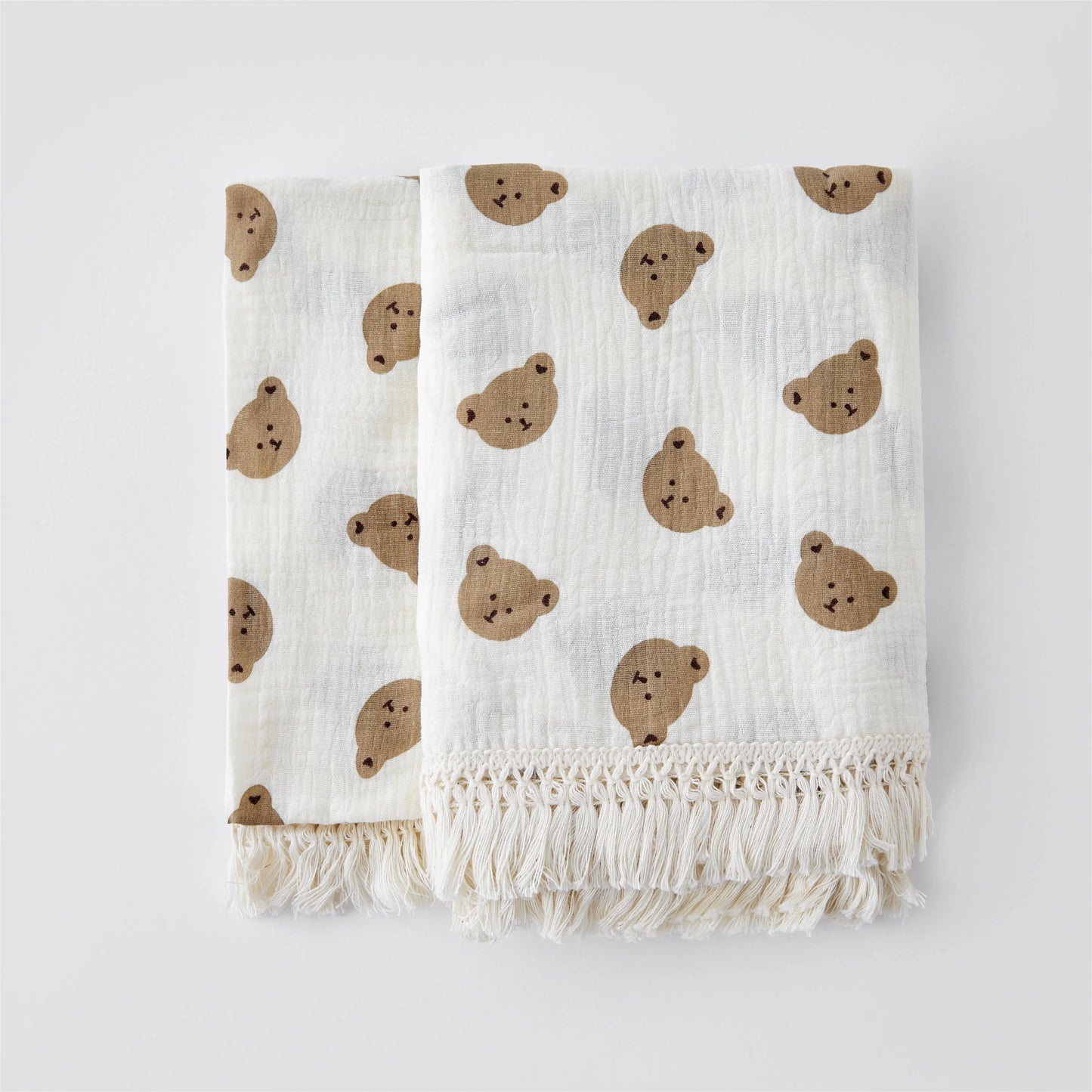 Cute Bear Cotton Baby Swaddle Blanket - Soft Newborn Muslin Wrap