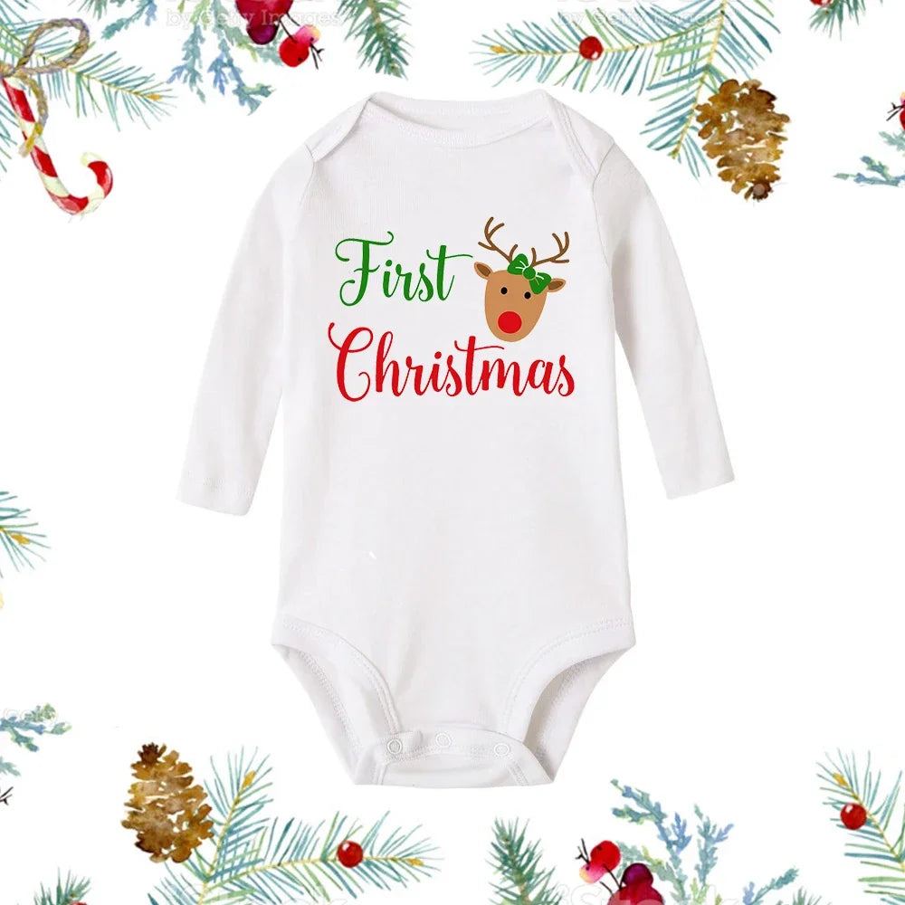 My First Christmas Baby Romper - Snowman Long Sleeve Bodysuit
