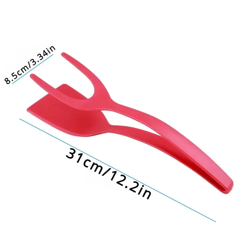 2-in-1 Nylon Grip Flip Tongs with Spatula Turner