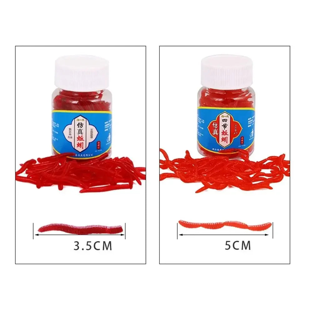 100pcs Soft Bloodworm Fishing Lures - Realistic Red Worm Bait Set