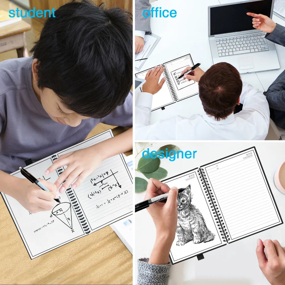 A6 Smart Reusable Notebook - Erasable Stone Paper Notepad with Pen