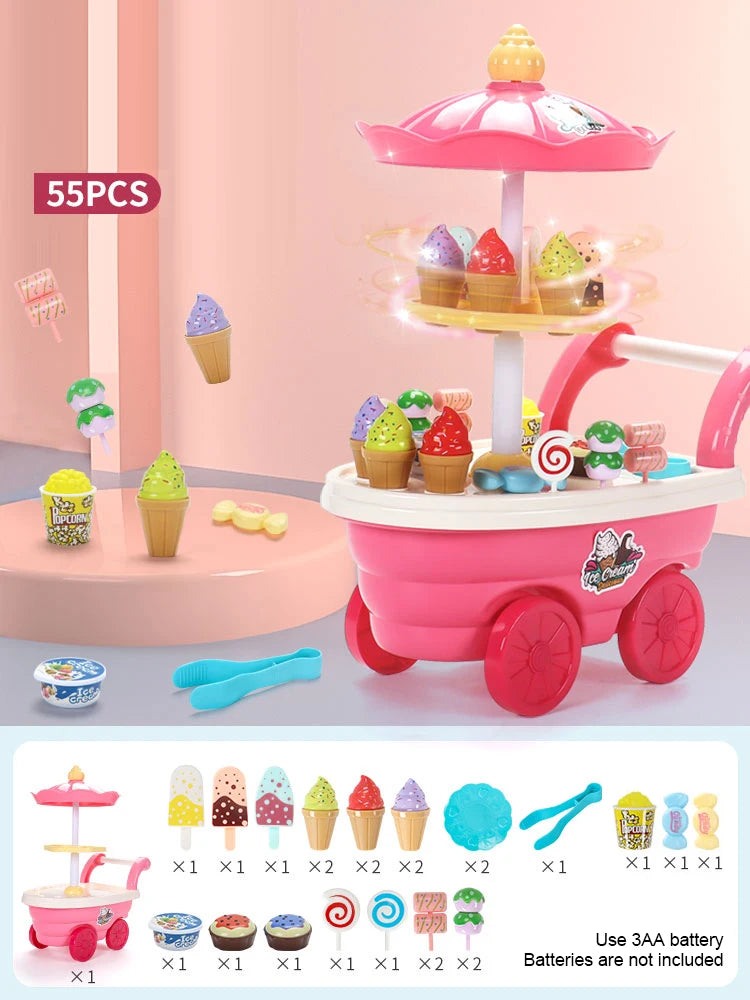 Ice Cream Truck Kitchen Toy Set - Candy Cart Pretend Play