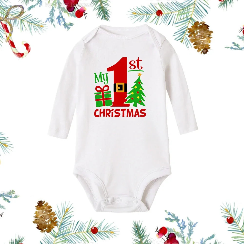 My First Christmas Baby Romper - Snowman Long Sleeve Bodysuit