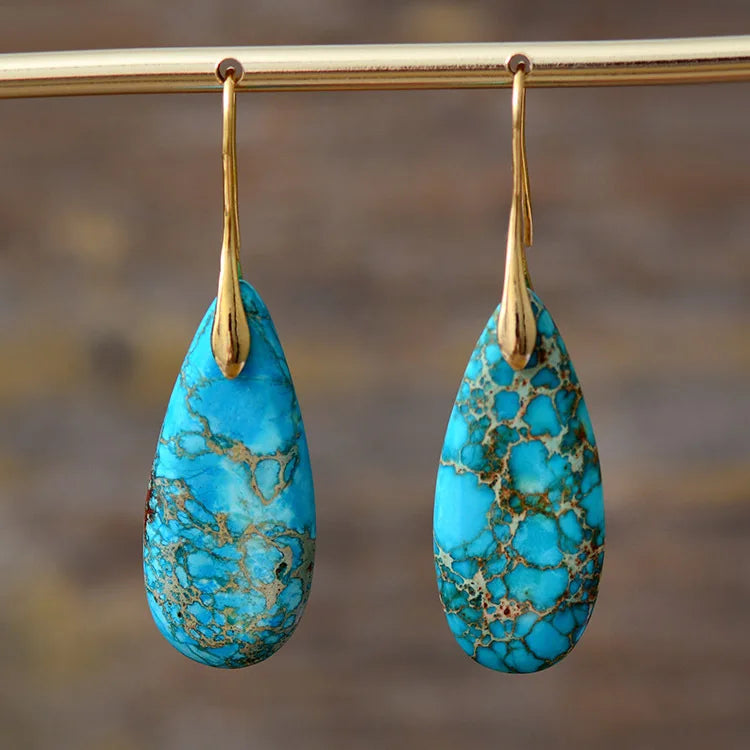 Bohemian Natural Stone Geometric Drop Earrings