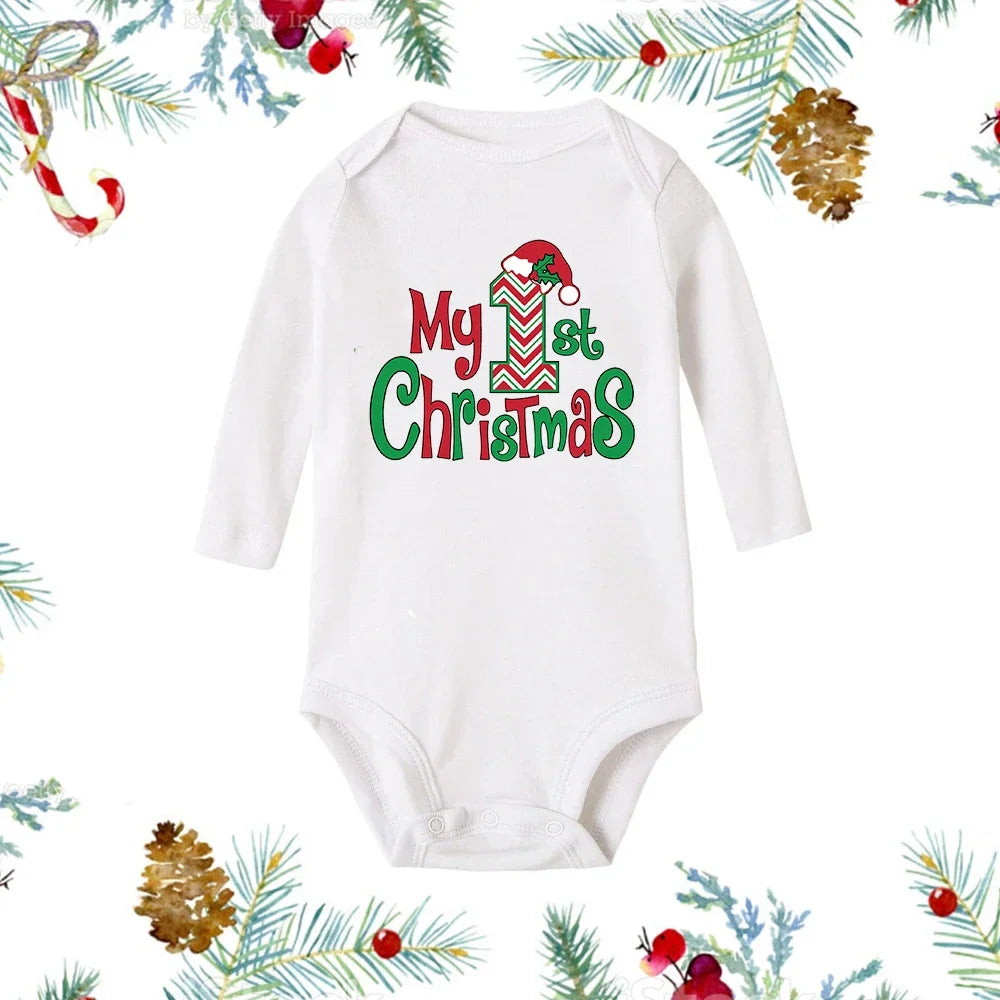 My First Christmas Baby Romper - Snowman Long Sleeve Bodysuit