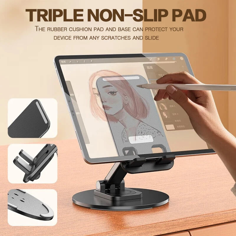 360 Degree Metal Desk Phone Stand - Adjustable Tablet Holder