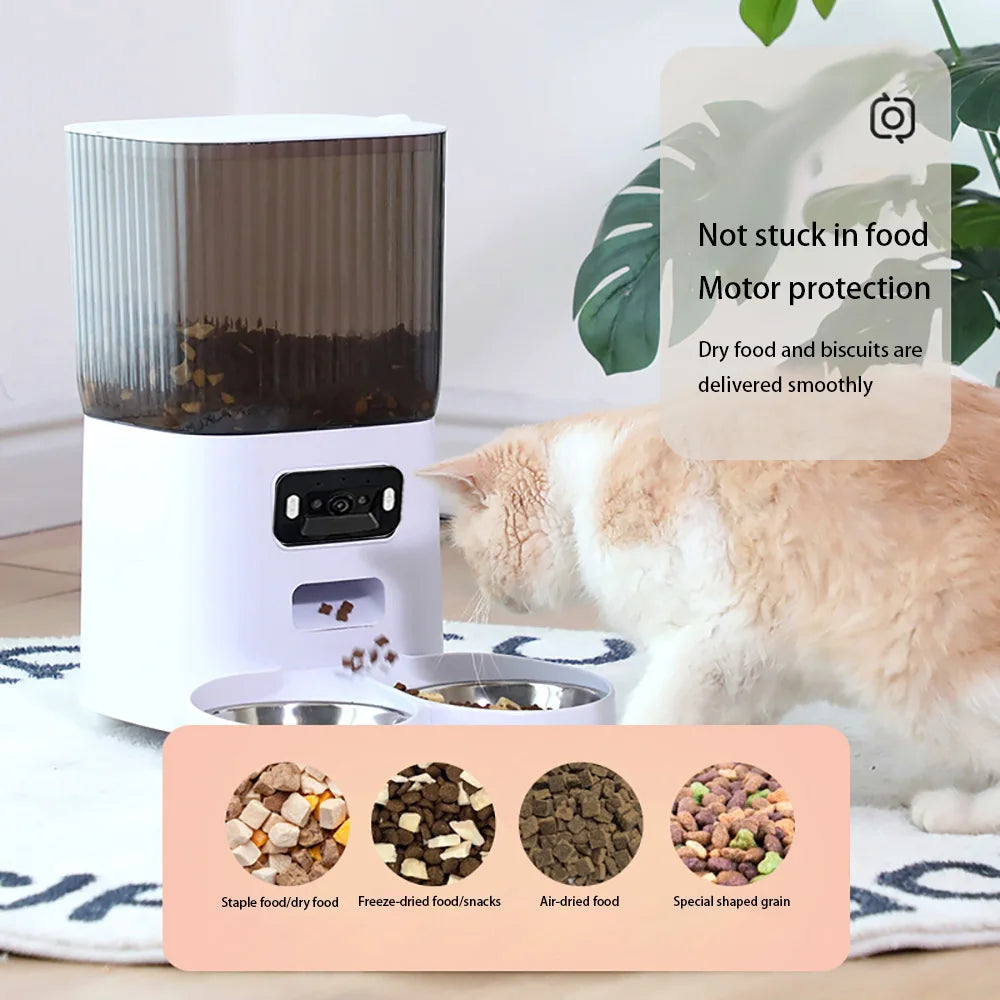 5L Smart Automatic Pet Feeder with Camera and Double Bowls