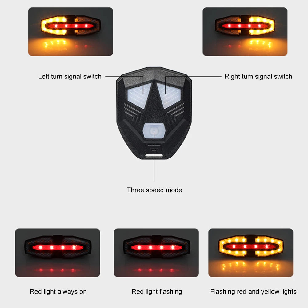 Rechargeable Bike Tail Light with Turn Signals and Remote