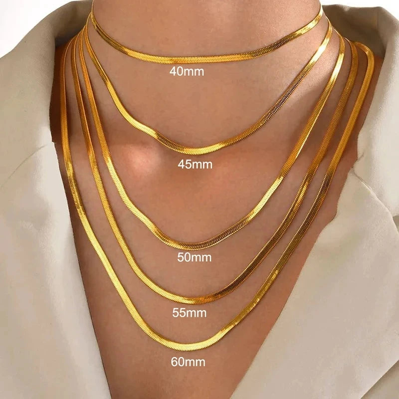 316L Stainless Steel Gold Snake Chain Necklace