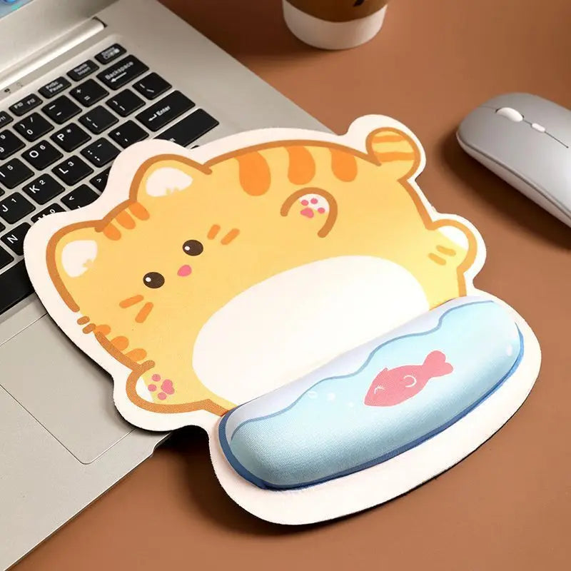 Corgi Cat Wrist Rest Mouse Pad - Memory Foam Anti-Slip Desk Mat