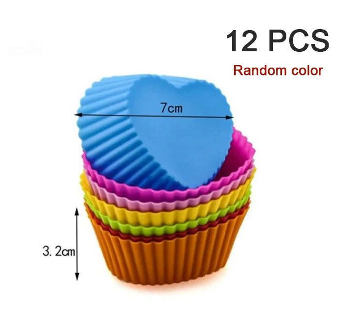 12-Piece Reusable Silicone Cupcake and Muffin Mold Set