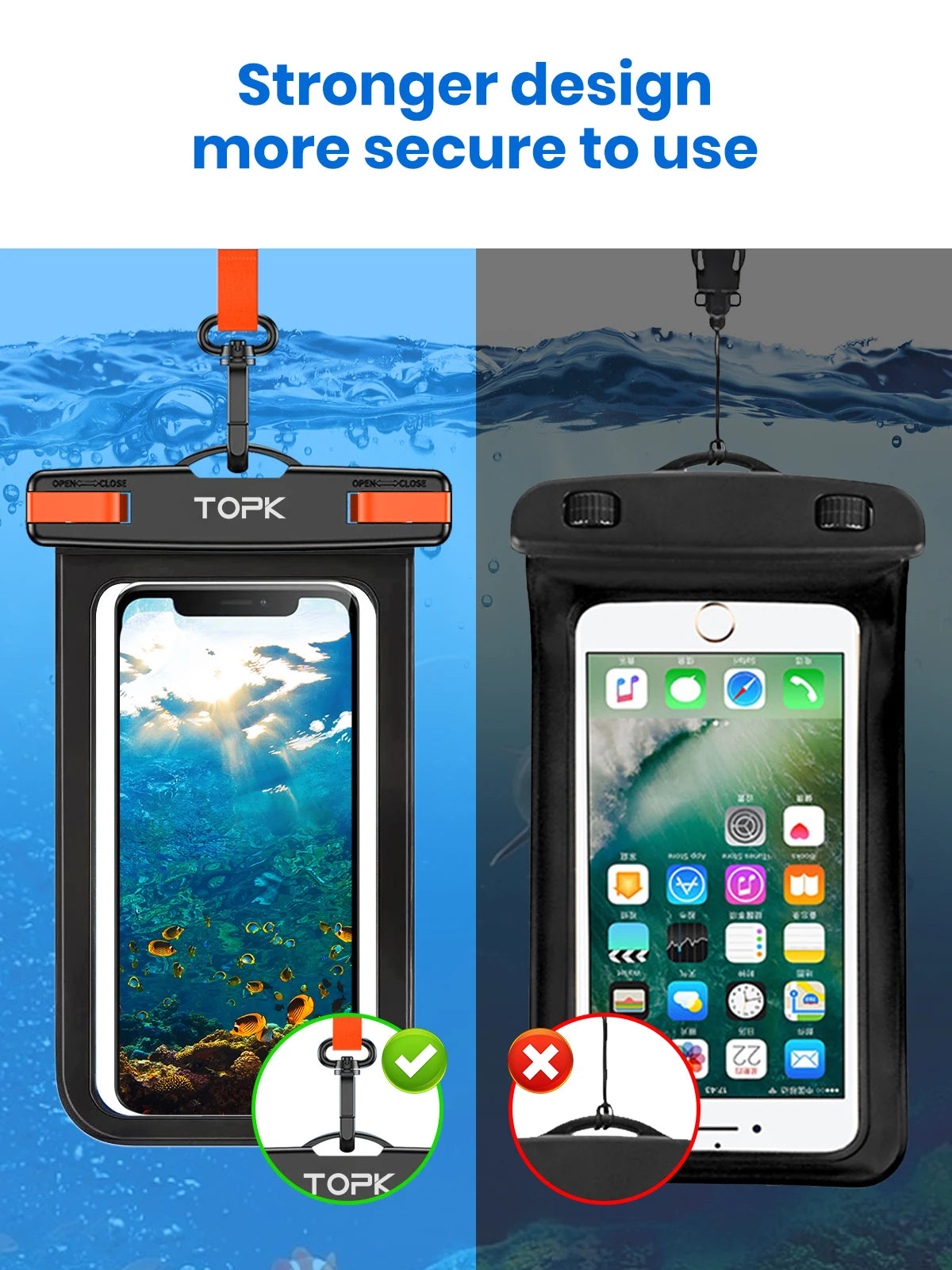 TOPK E01 IPX8 Waterproof Phone Pouch with Lanyard