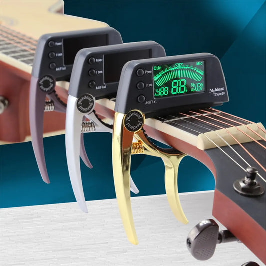 2-in-1 Guitar Tuner Capo - LED Display Accessory for Strings