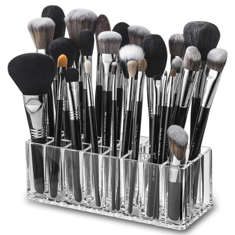24-Slot Acrylic Makeup Brush and Lipstick Organizer