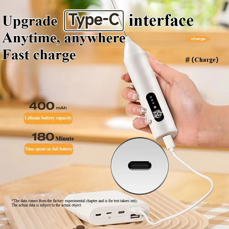 Rechargeable 3-Speed Handheld Milk Frother and Food Mixer