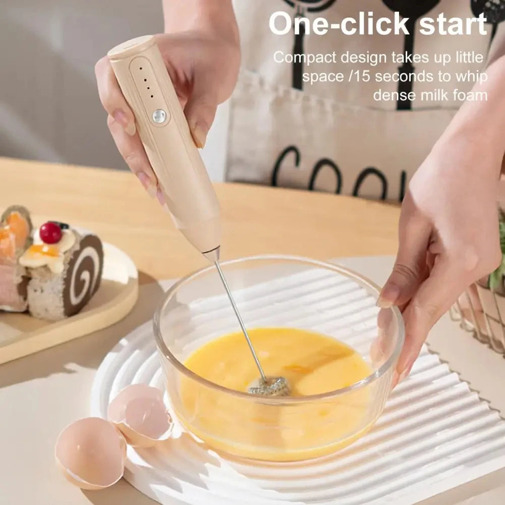 Rechargeable 3-Speed Handheld Milk Frother and Food Mixer