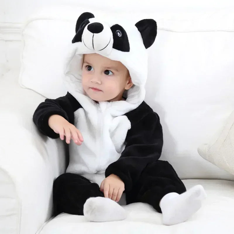 Winter Lion Kigurumi Baby Romper with Hooded Design