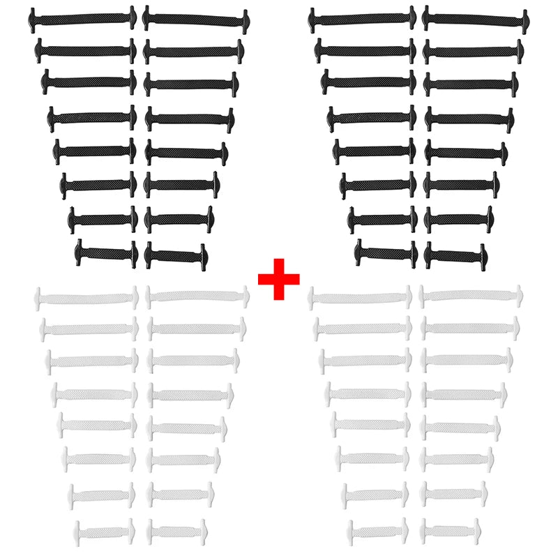 16 Piece Silicone No-Tie Shoelaces - Elastic Flat Lace Set