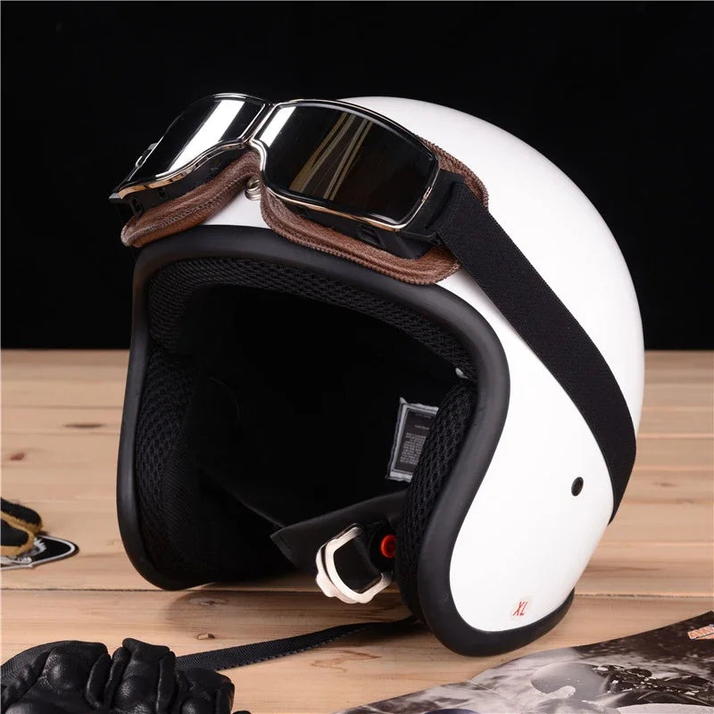 Retro Windproof Motorcycle Helmet Glasses - Brown