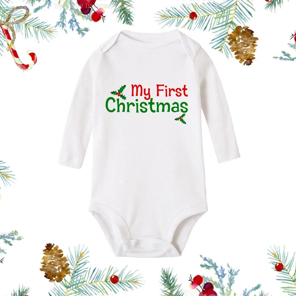 My First Christmas Baby Romper - Snowman Long Sleeve Bodysuit