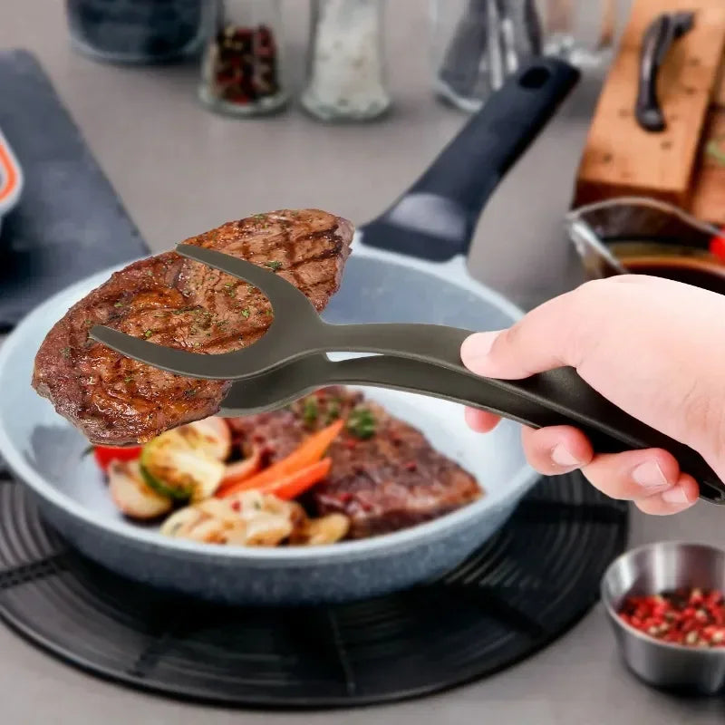 2-in-1 Nylon Grip Flip Tongs with Spatula Turner