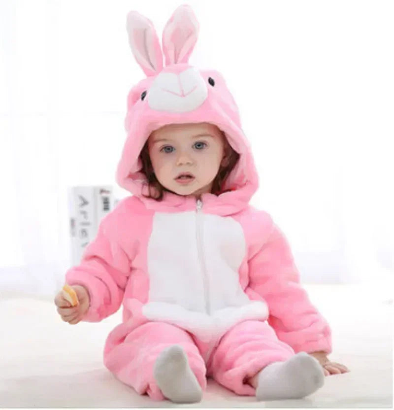 Winter Lion Kigurumi Baby Romper with Hooded Design