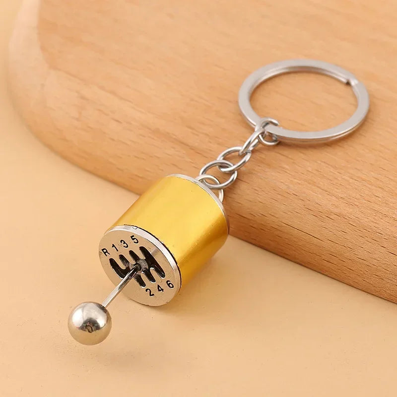 Gear Head Car Keychain with Speedbox Pendant Design
