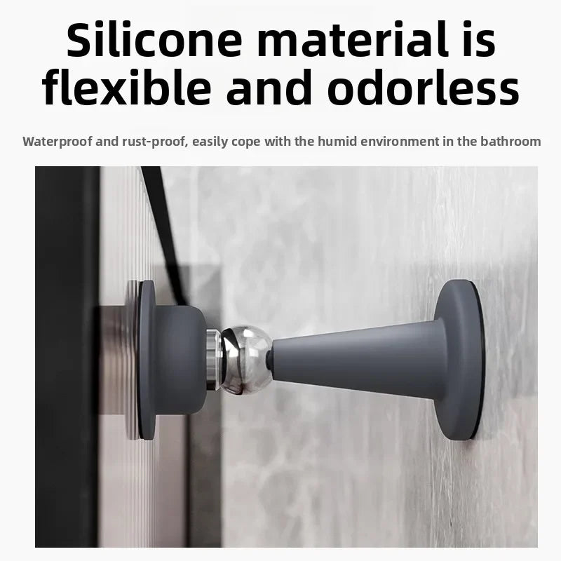 No-Drill Silicone Door Stopper with Wall Protection