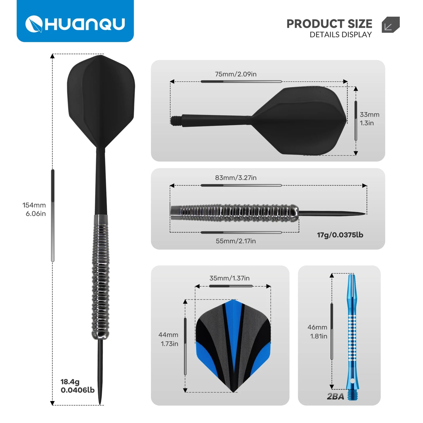 Huanqu Six Needle Dart Set - Aluminum Shaft Training Game Kit