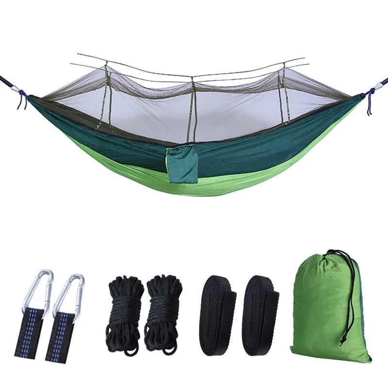 Portable Camping Hammock with Mosquito Net - 210T Nylon Swing Bed
