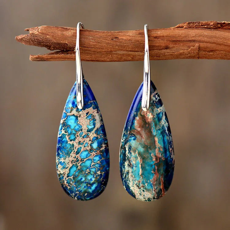 Bohemian Natural Stone Geometric Drop Earrings