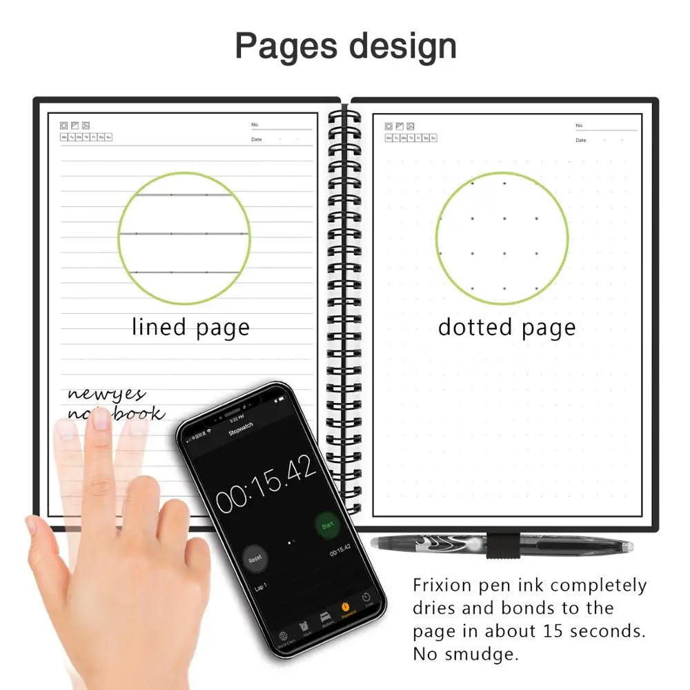 A6 Smart Reusable Notebook - Erasable Stone Paper Notepad with Pen