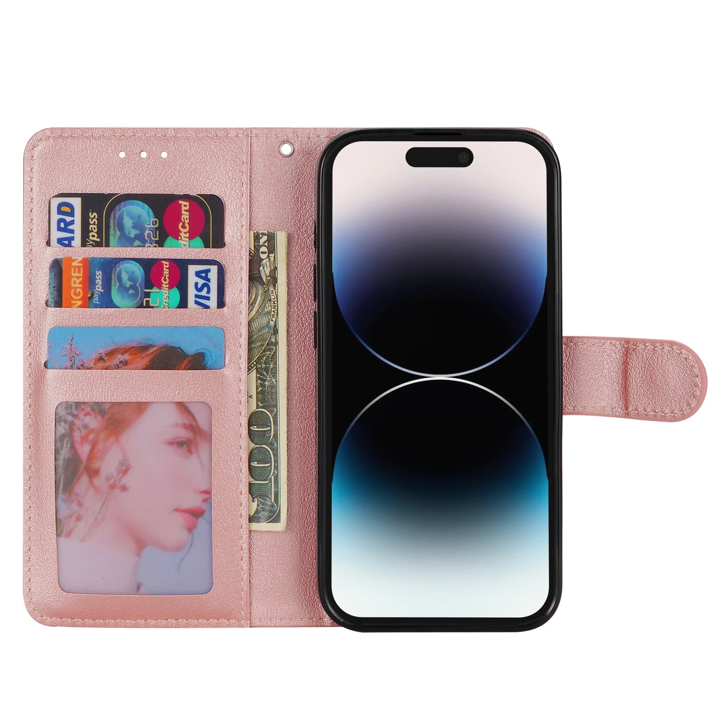 Flip Wallet Leather Case with Card Slots for iPhone Models