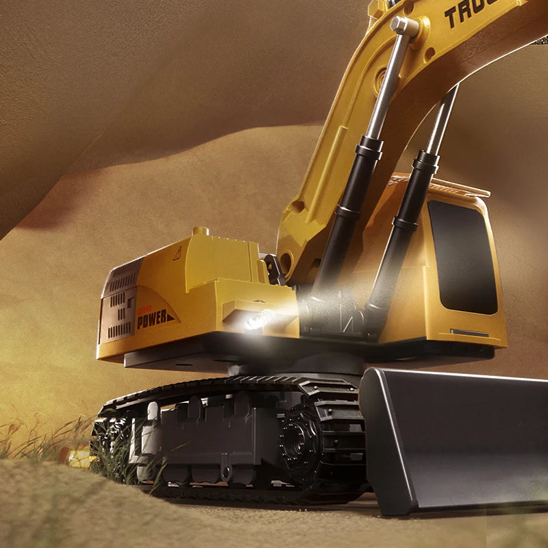 Alloy RC Excavator Toy Car - Lights and Sound Engineering Vehicle