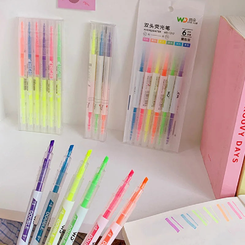 Double-Head Pastel Highlighter Marker Set - 6 Colors