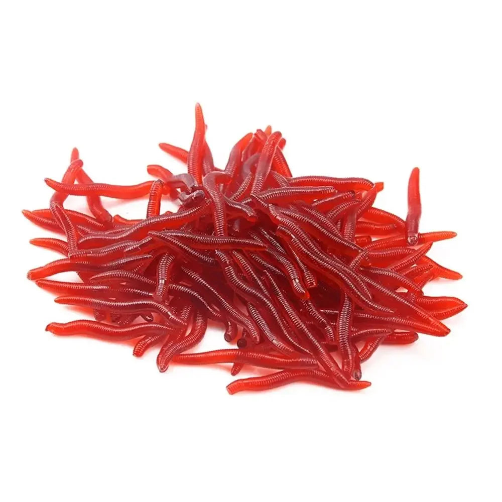 100pcs Soft Bloodworm Fishing Lures - Realistic Red Worm Bait Set